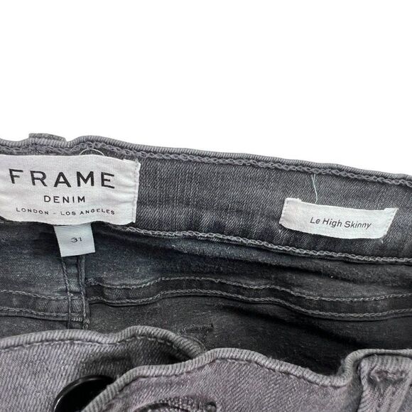 Frame Denim Le High Skinny Jeans in Gray Grimes Wash Velvet Tux Stripe Size 31 - Picture 7 of 9